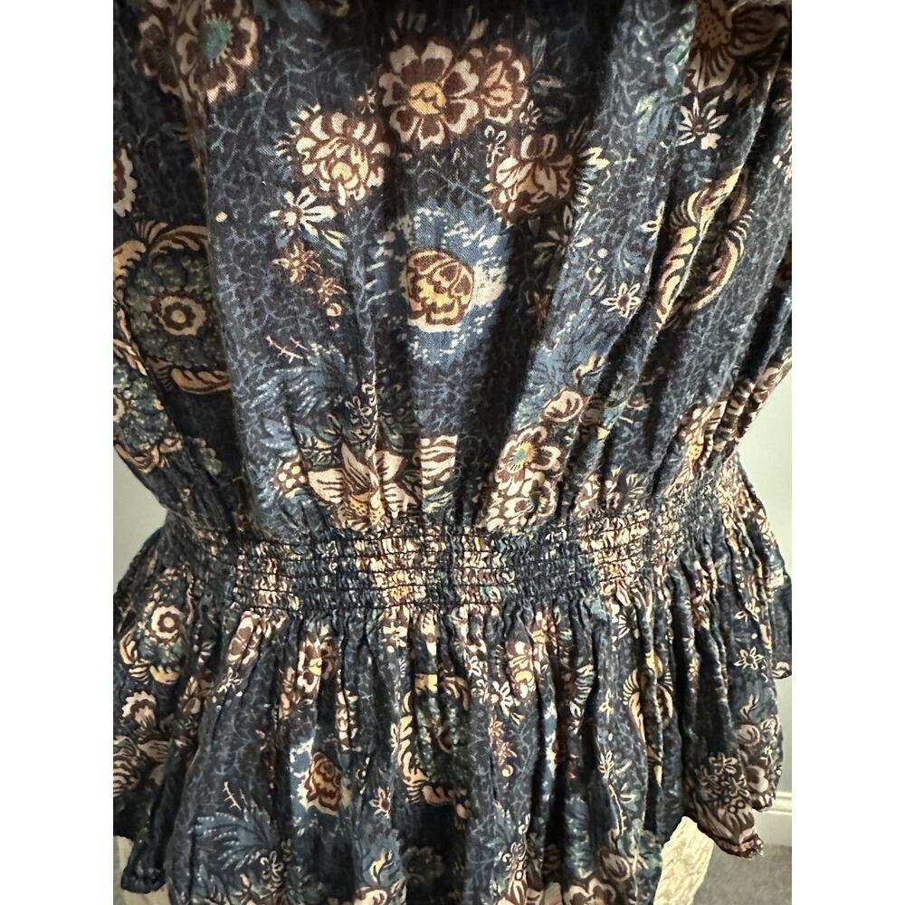 EUC ULLA JOHNSON Warner Floral Ruffle Puff-sleeve Peplum Blouse Sz 14 - Picture 5 of 7